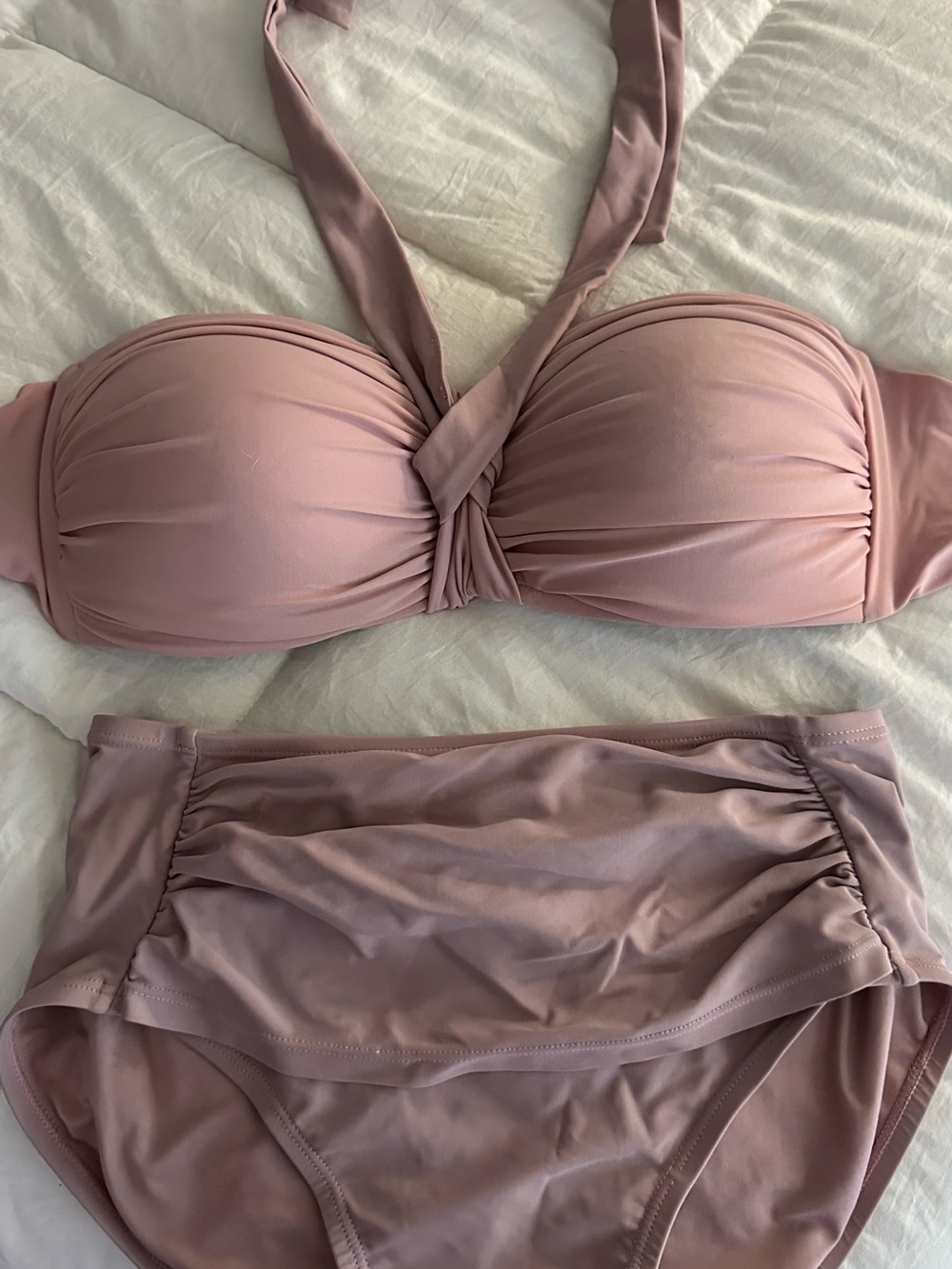 Women's Twist Front Bikini Set in Dusty Rose